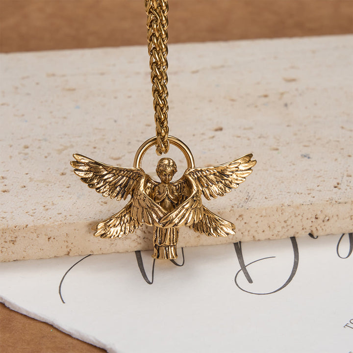 Christianartworkshop Six-Winged Seraph Angel Pendant Necklace: Timeless Emblem of Gentle Heavenly Guardianship - Golden - image 3