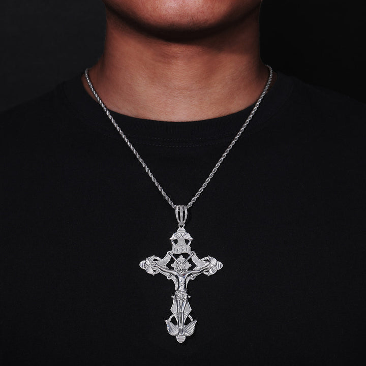 Christianartworkshop Detailed Carved Winged Crucifix Rope Chain Necklace: Graceful Token of Gentle Heavenly Mercy - image 4