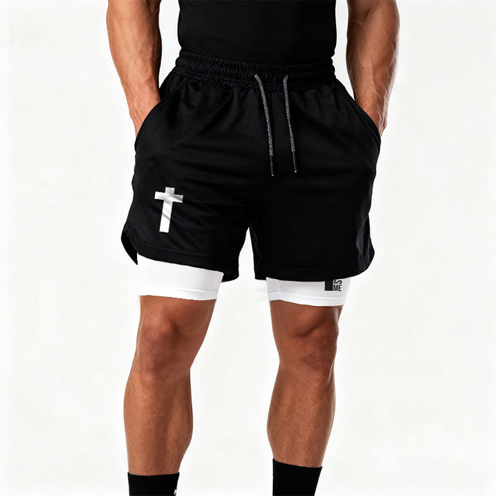 Christianartworkshop Philippians 4:13 Cross Vertical Scripture  Drawstring Faith Shorts - image 6