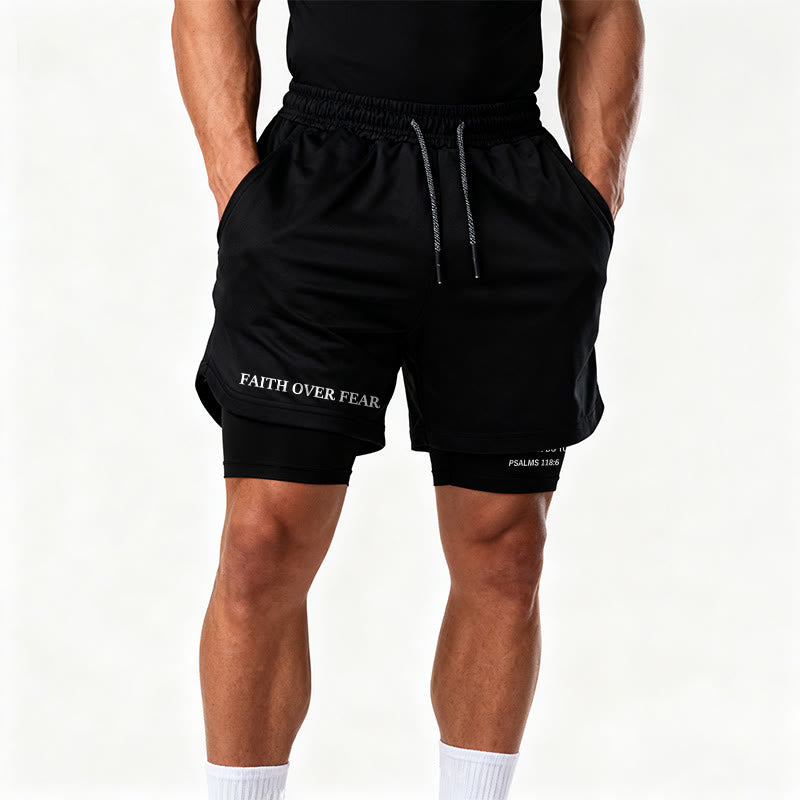 Christianartworkshop Faith Over Fear Matching Dual Print Psalm 118:6 Verse Drawstring Faith Shorts - image 15