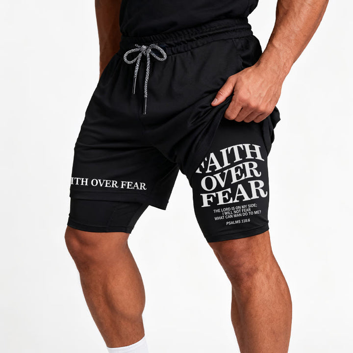 Christianartworkshop Faith Over Fear Matching Dual Print Psalm 118:6 Verse Drawstring Faith Shorts - image 16