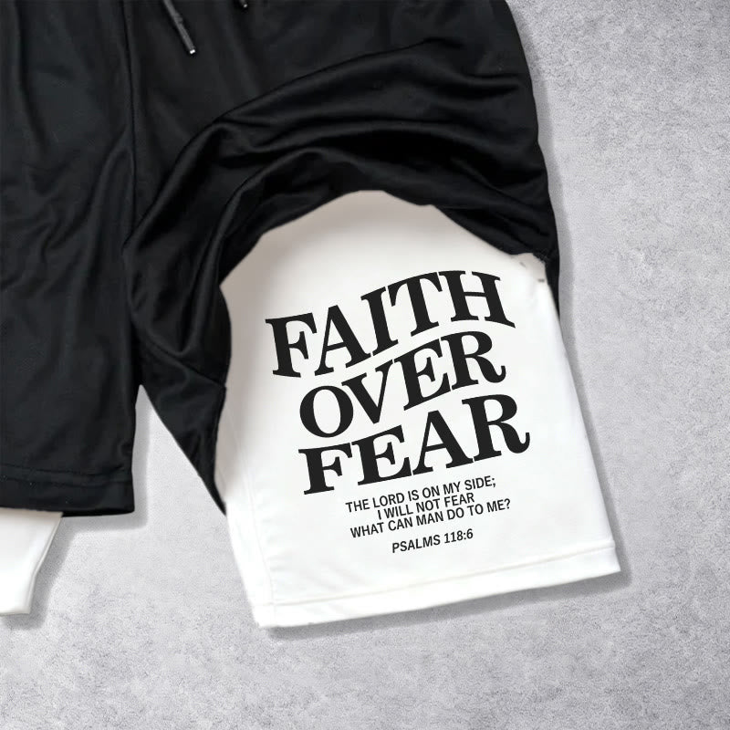 Christianartworkshop Faith Over Fear Matching Dual Print Psalm 118:6 Verse Drawstring Faith Shorts - image 3