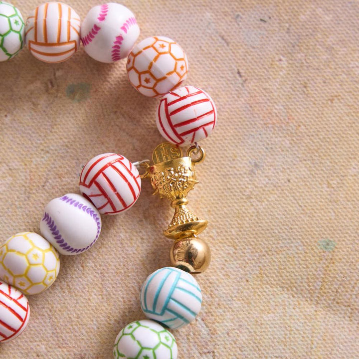 Christianartworkshop Sport Ball Themed Matte Bead with IHS Monstrance & Holy Grail Prayer Rosary - image 6