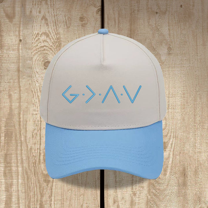 Christianartworkshop Thin Line Geometric Letter Symbol Front Embroidery Baseball Cap - Sky Blue - image 13