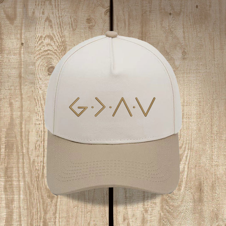 Christianartworkshop Thin Line Geometric Letter Symbol Front Embroidery Baseball Cap - Khaki - image 5