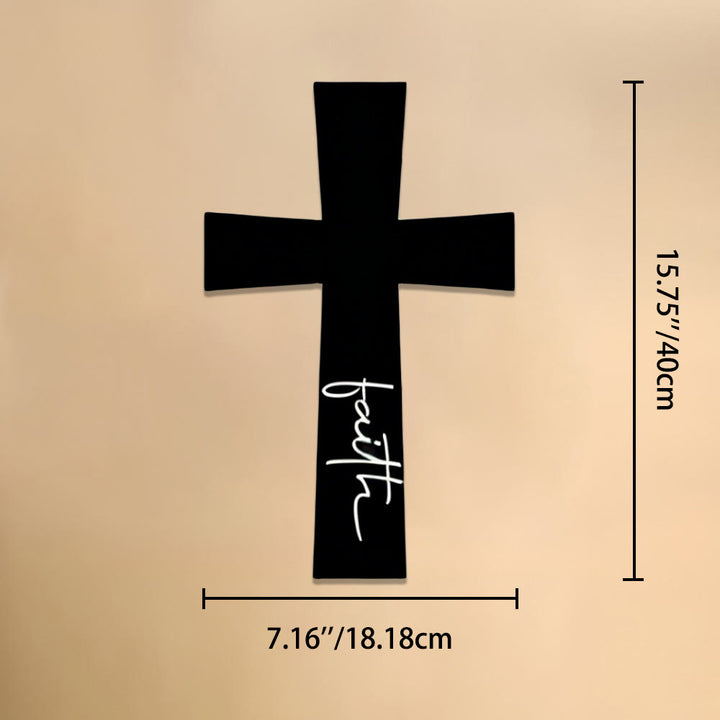 Christianartworkshop Minimal Solid Cross With Vertical Faith Cursive Metal Wall Decor: Timeless Emblem of Steadfast Spiritual Conviction - 7.16''*15.75''*0.04''/18.18cm*40cm*0.1cm - image 6