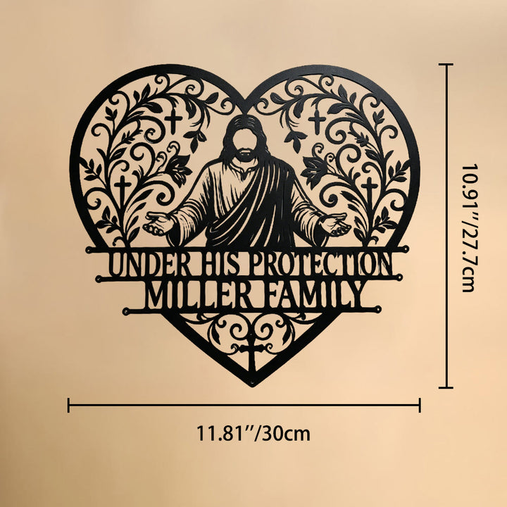 Christianartworkshop Floral Vine Heart Open-Arm Jesus Cross Metal Wall Decor: Timeless Emblem of Sacred Family Shelter - 10.91''*11.81''*0.04''/30cm*27.7cm*0.1cm - image 11