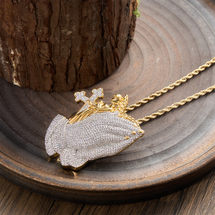 Christianartworkshop Full Pave Holy Figure Cross Pendant Necklace: Timeless Emblem of Gentle Sacrificial Love - image 2