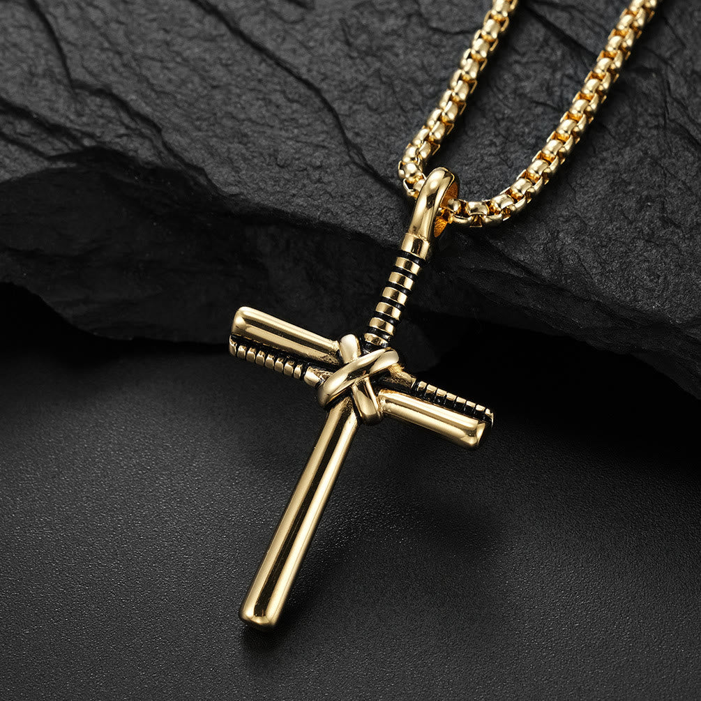 Christianartworkshop Minimal Wrapped Cross Pendant Necklace: Timeless Emblem of Gentle Heavenly Peace - Golden - image 2