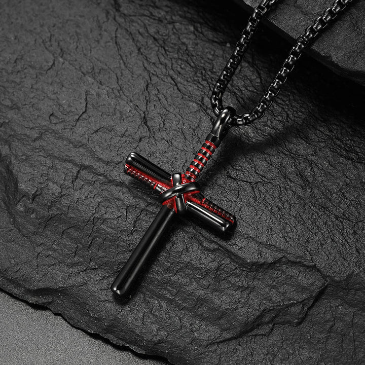 Christianartworkshop Minimal Wrapped Cross Pendant Necklace: Timeless Emblem of Gentle Heavenly Peace - Black - image 0