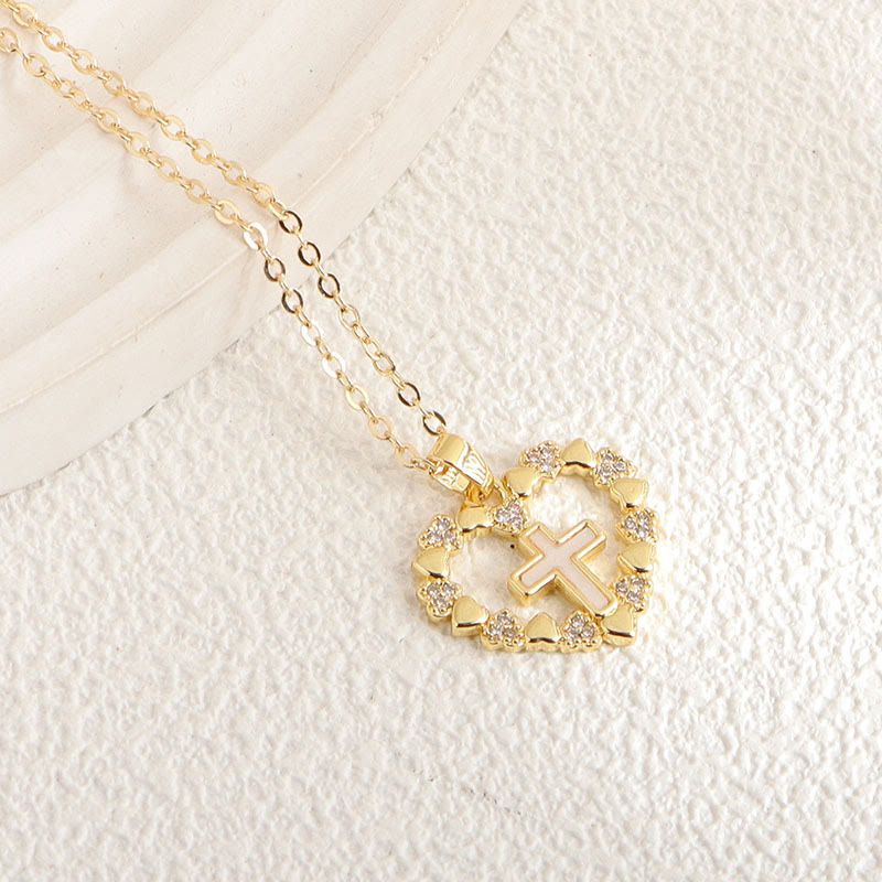 Christianartworkshop Minimal Multi-Style Cross Pendant Necklace: Timeless Emblem of Quiet Daily Prayer Blessing - Cross & Hollow Heart - image 3
