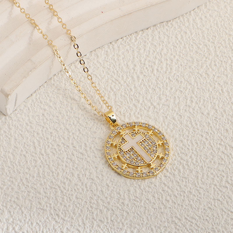 Christianartworkshop Minimal Multi-Style Cross Pendant Necklace: Timeless Emblem of Quiet Daily Prayer Blessing - Cross & Round - image 5