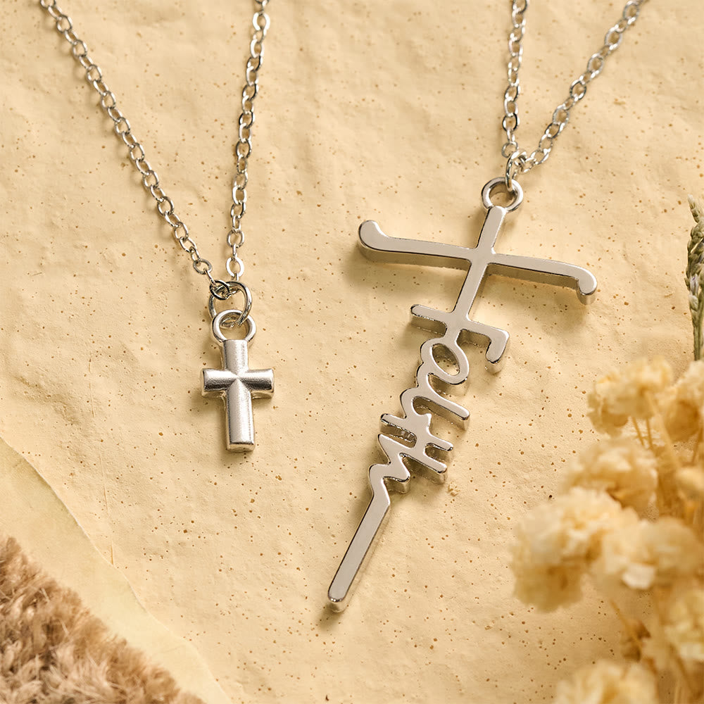 Christianartworkshop Dual-Chain Stacked Faith Cross Necklace: Timeless Emblem of Sincere Devout Prayer - image 5