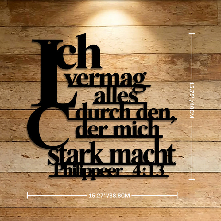 Christianartworkshop German Scripture Philippians 4:13 Stacked Letter Metal Wall Decor: Timeless Emblem of Sacred Redemptive Grace - 15.75''*15.27''*0.04''/40cm*38.8cm*0.1cm - image 5