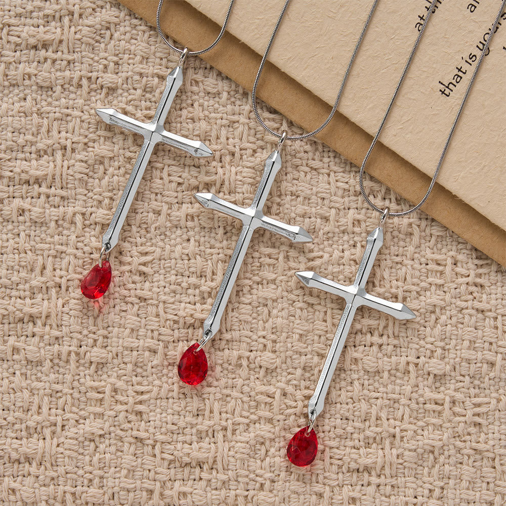 Christianartworkshop Sword Cross Necklace with Red Zircon Drop: A Sacred Keepsake for Believers - image 4