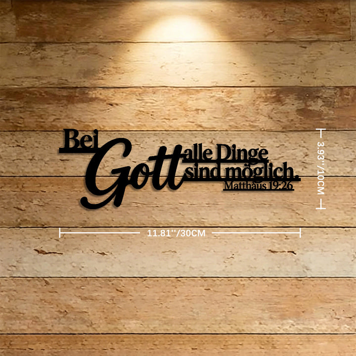 Christianartworkshop Oversized Flourish Gott Script Matthew 19:26 German Scripture Metal Wall Decor: Timeless Emblem of Sacred Redemptive Grace - 11.81''*3.93''*0.04''/30cm*10cm*0.1cm - image 4