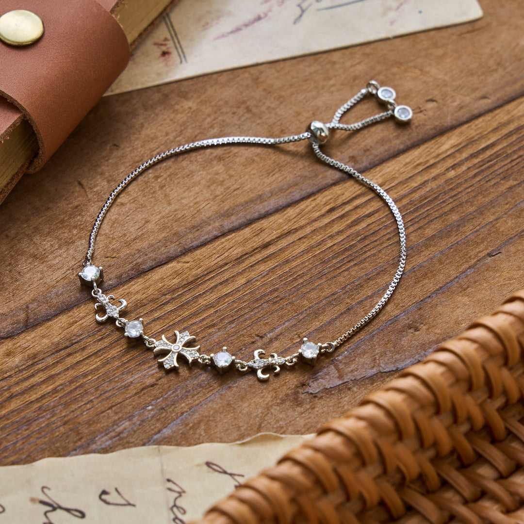 Christianartworkshop Fleur-De-Lis Sacred Cross Charm Bracelet: Personalized Emblem of Gentle Heavenly Peace - Style A - Silver - image 7