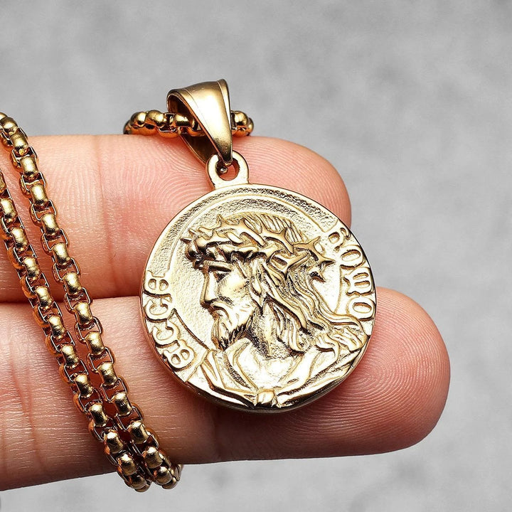 Christianartworkshop Crown Of Thorns Jesus Portrait Round Medal Box Chain Necklace: Timeless Emblem of Gentle Heavenly Guardianship - image 3