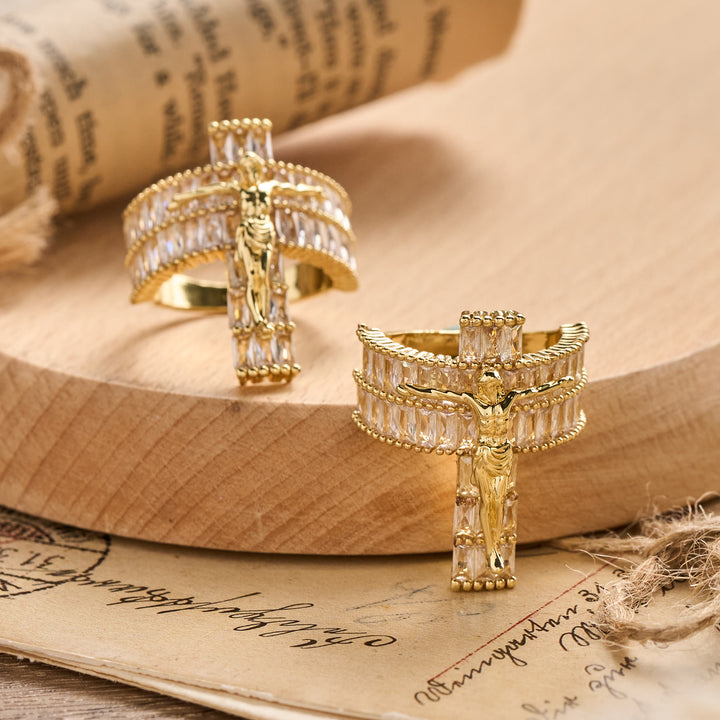 Christianartworkshop Compact Sculpted Crucifix Ring: Timeless Emblem of Unshakable Sacred Faith - image 1