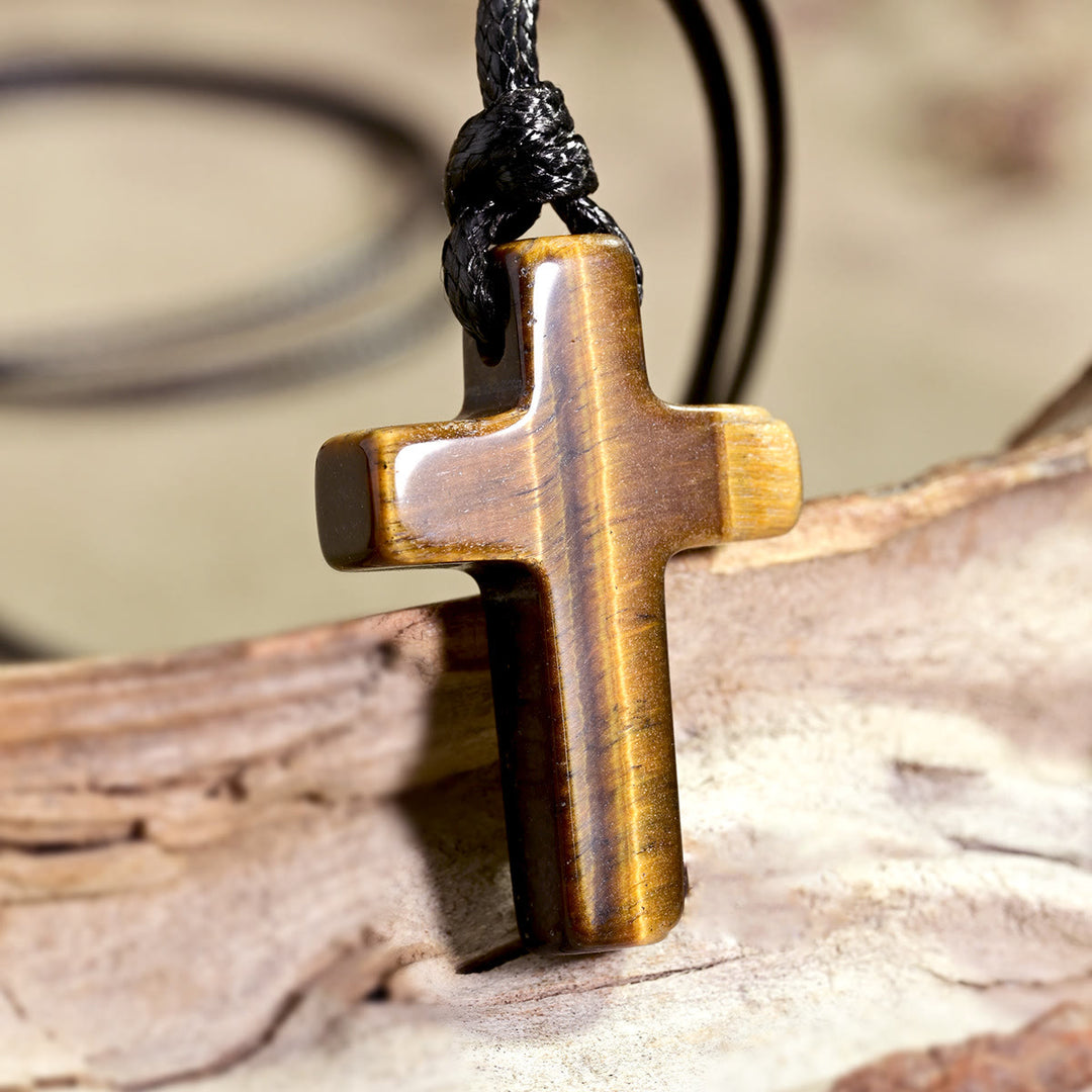 Christianartworkshop Tiger Eye Cross Braided Adjustable Cord Necklace: Timeless Emblem of Gentle Heavenly Guardianship - image 7