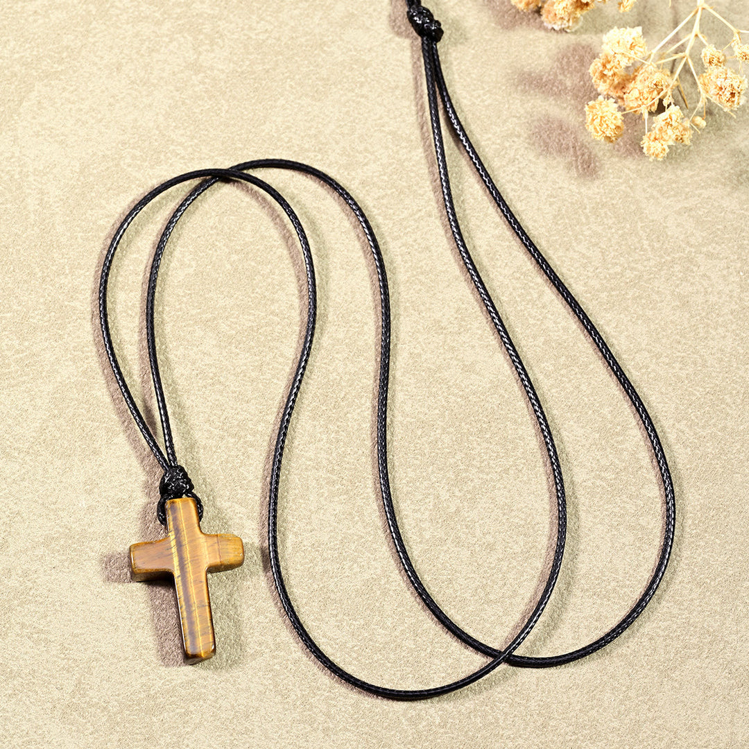 Christianartworkshop Tiger Eye Cross Braided Adjustable Cord Necklace: Timeless Emblem of Gentle Heavenly Guardianship - image 6