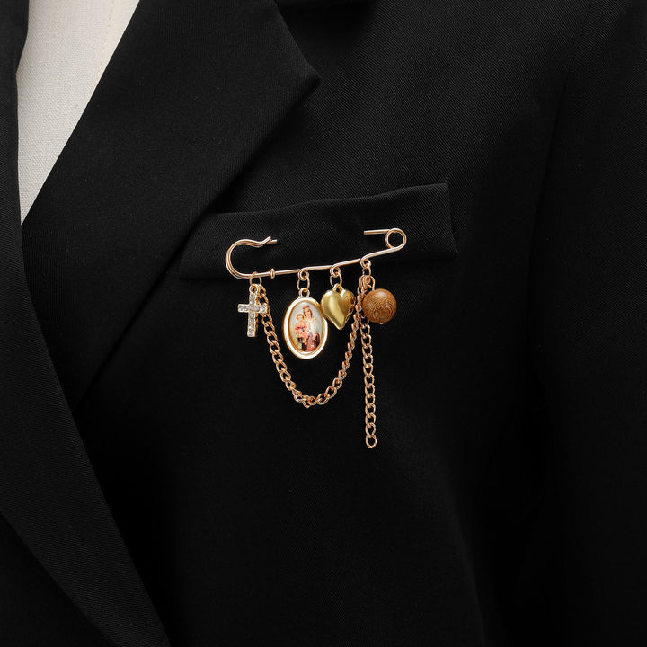 Christianartworkshop Multi-Dangle Sacred Portrait Safety Pin Convertible Brooch Necklace: Timeless Emblem of Gentle Heavenly Guardianship - Holy Family Brooch - image 12