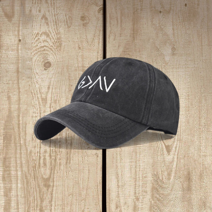 Christianartworkshop Greater Than Hardship Minimal Arrow Symbol Embroidery Washed Baseball Cap - Black - image 0