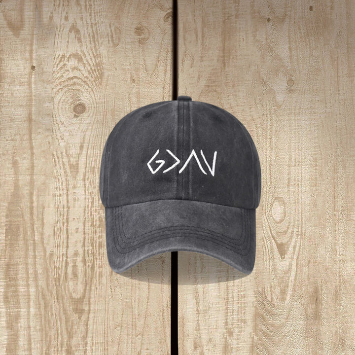 Christianartworkshop Greater Than Hardship Minimal Arrow Symbol Embroidery Washed Baseball Cap - image 4