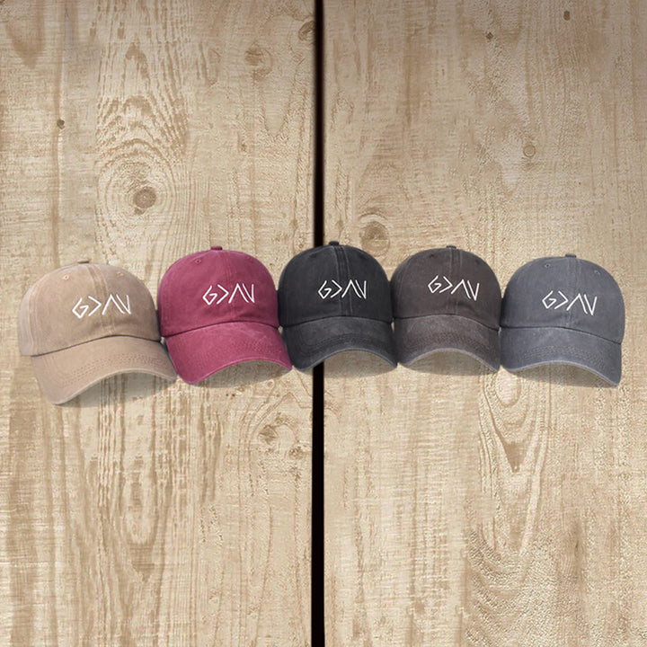 Christianartworkshop Greater Than Hardship Minimal Arrow Symbol Embroidery Washed Baseball Cap - image 2