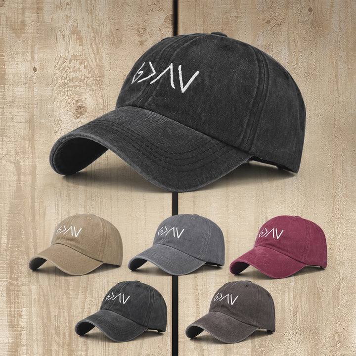 Christianartworkshop Greater Than Hardship Minimal Arrow Symbol Embroidery Washed Baseball Cap - image 1