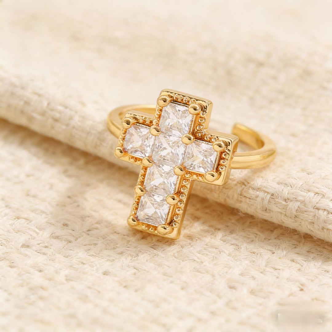 Christianartworkshop Multi-Tone Framed Cross Adjustable Faith Ring: Timeless Emblem of Unshakable Sacred Faith - White(Suitable for US Sizes 7-11) - image 6