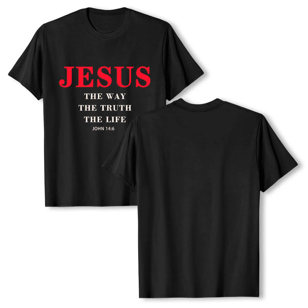 Christianartworkshop Large Bold Serif JESUS The Way The Truth The Life John 14:6 Print Premium Short Sleeve T-Shirt - image 13