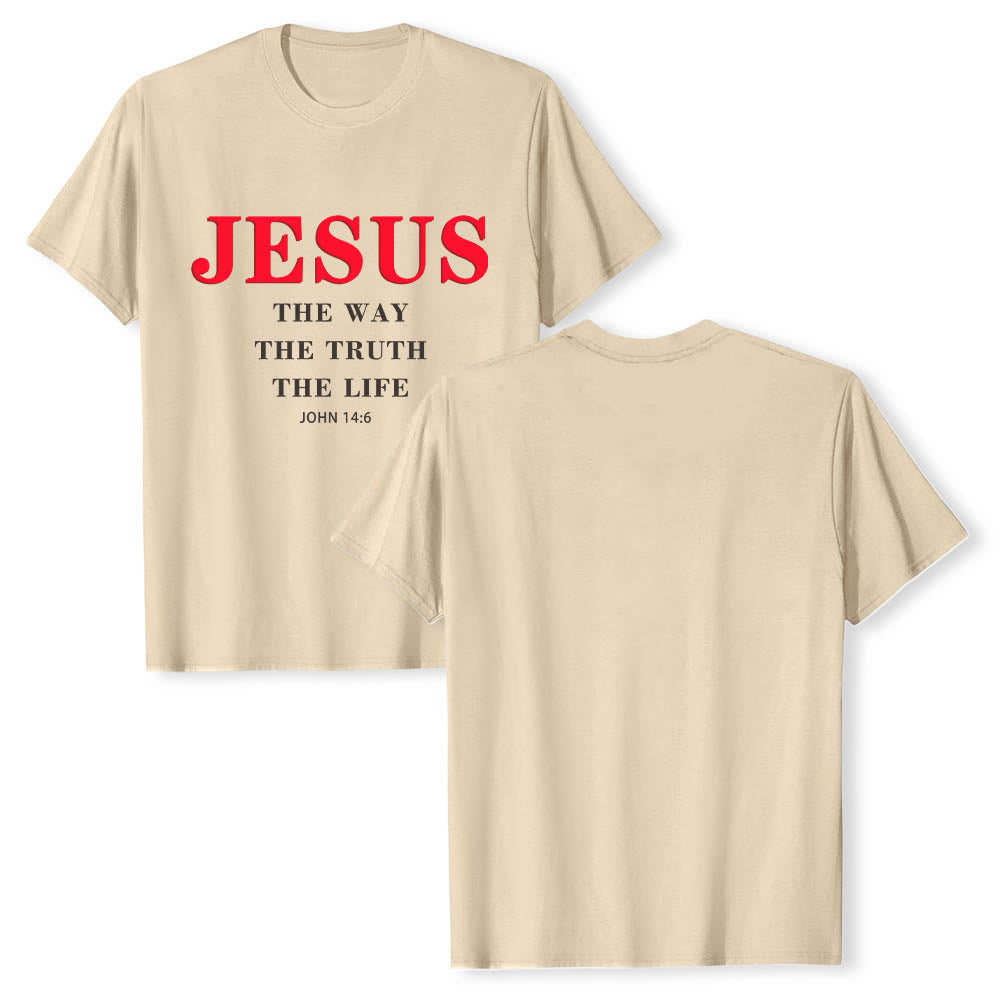 Christianartworkshop Large Bold Serif JESUS The Way The Truth The Life John 14:6 Print Premium Short Sleeve T-Shirt - image 19