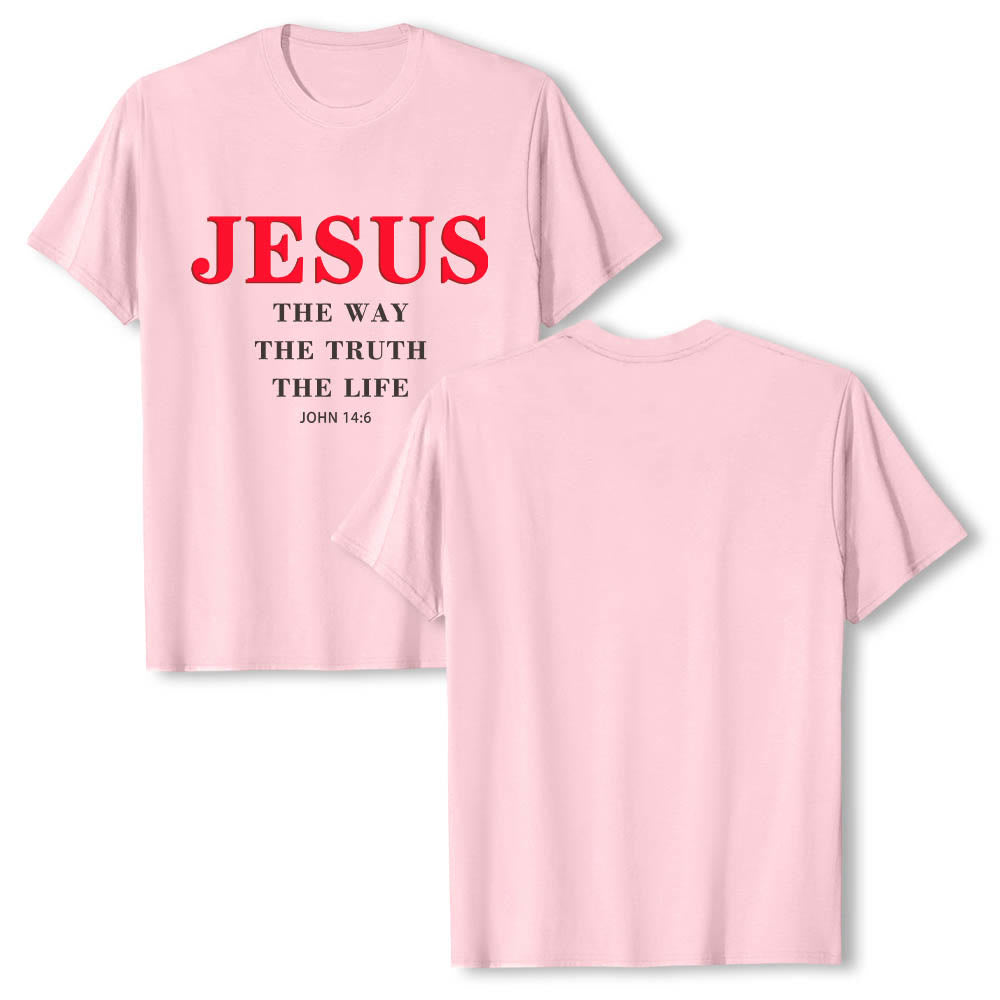 Christianartworkshop Large Bold Serif JESUS The Way The Truth The Life John 14:6 Print Premium Short Sleeve T-Shirt - image 25