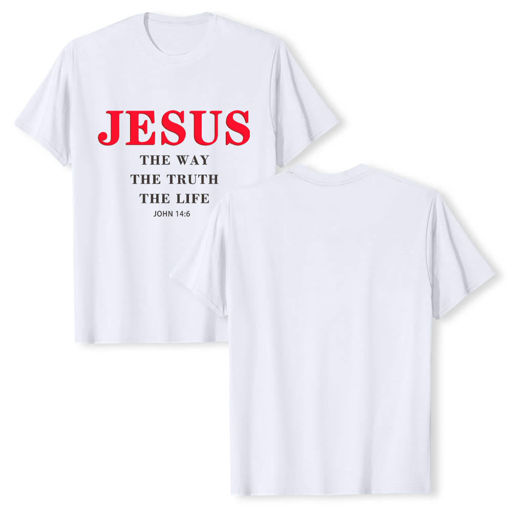 Christianartworkshop Large Bold Serif JESUS The Way The Truth The Life John 14:6 Print Premium Short Sleeve T-Shirt - image 1