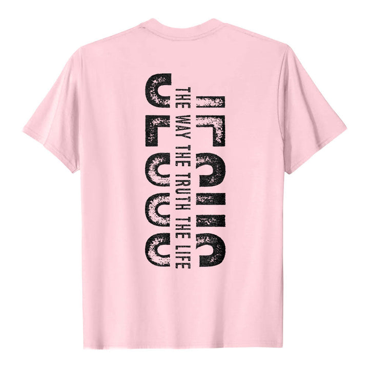 Christianartworkshop Front Cross Back Vertical Distressed JESUS The Way The Truth The Life Premium Short Sleeve T-Shirt - image 26