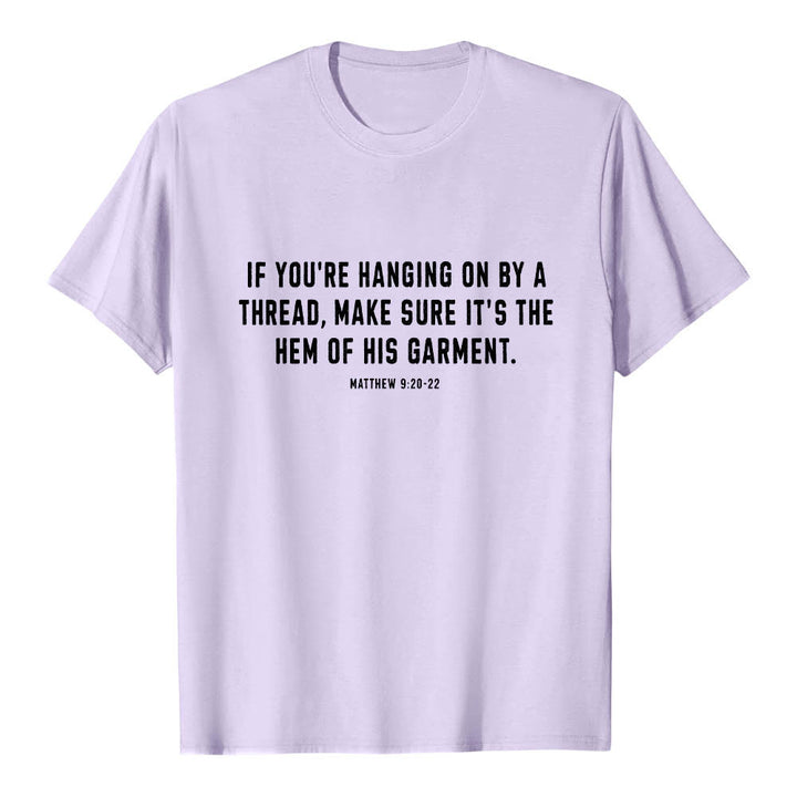 Christianartworkshop If You're Hanging On By A Thread Matthew 9:22 Front Shepherd & Sheep Drawing Back Premium Short Sleeve T-Shirt - image 13