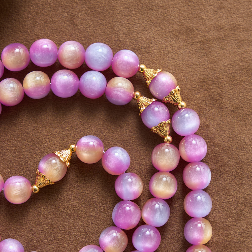 Christianartworkshop Gradient Iridescent Cat’s Eye Bead Crucifix & Arched Our Lady Prayer Rosary - image 5
