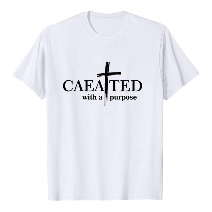 Christianartworkshop Created With A Purpose Brush Stroke Cross Split Main Word Premium Short Sleeve T-Shirt - White - 2XL - image 12