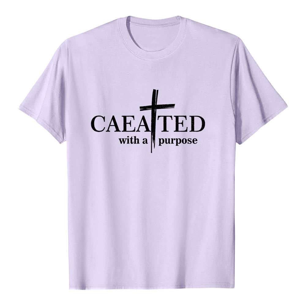 Christianartworkshop Created With A Purpose Brush Stroke Cross Split Main Word Premium Short Sleeve T-Shirt - Purple - 2XL - image 9