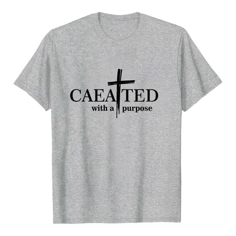 Christianartworkshop Created With A Purpose Brush Stroke Cross Split Main Word Premium Short Sleeve T-Shirt - Grey - 2XL - image 15