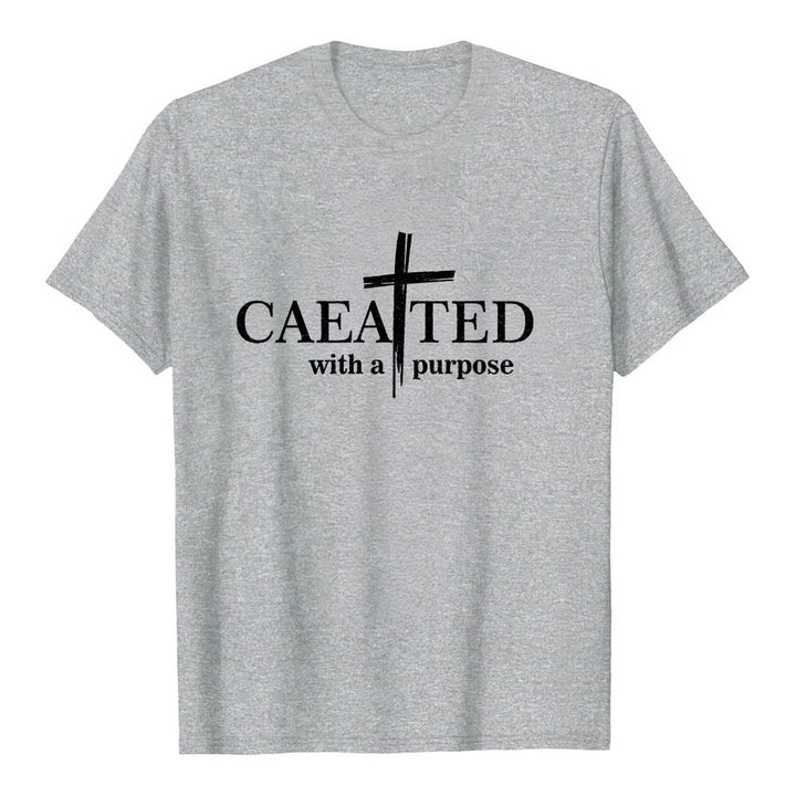 Christianartworkshop Created With A Purpose Brush Stroke Cross Split Main Word Premium Short Sleeve T-Shirt - Grey - 2XL - image 15