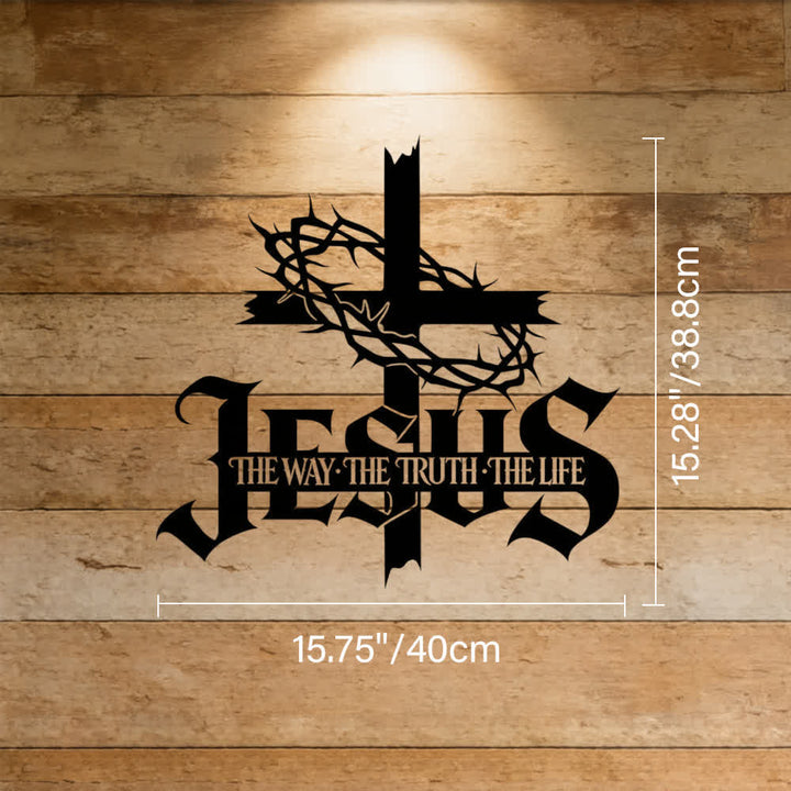 Christianartworkshop Thorn Crown Cross Jesus Scripture Metal Wall Decor: Symbol of Eternal Divine Truth - 15.75''*15.28''*0.04''/40*38.8*0.1cm - image 6