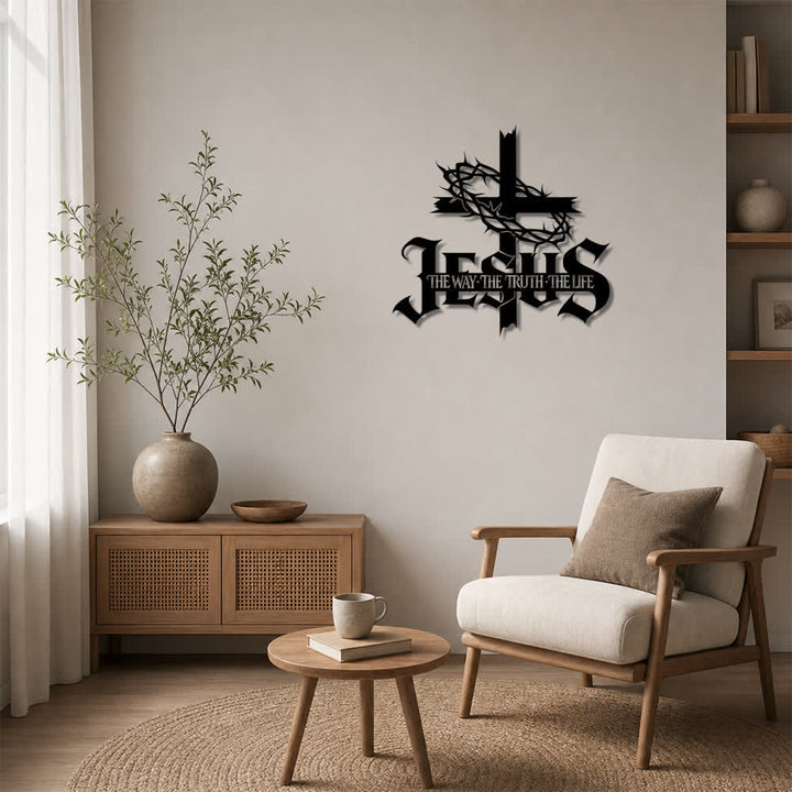 Christianartworkshop Thorn Crown Cross Jesus Scripture Metal Wall Decor: Symbol of Eternal Divine Truth - image 1