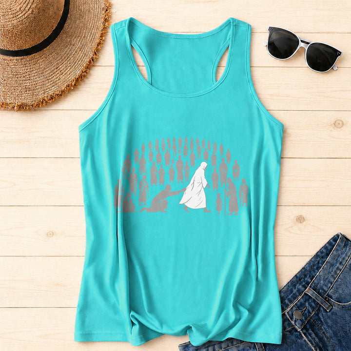 Christianartworkshop By His Wounds We Are Healed Front Print Graphic Racerback Tank Top - Mint - 2XL - image 6
