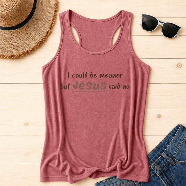 Christianartworkshop I Could Be Meaner But Jesus Said No Contrast Front Print Racerback Tank Top - Pink - 2XL - image 18
