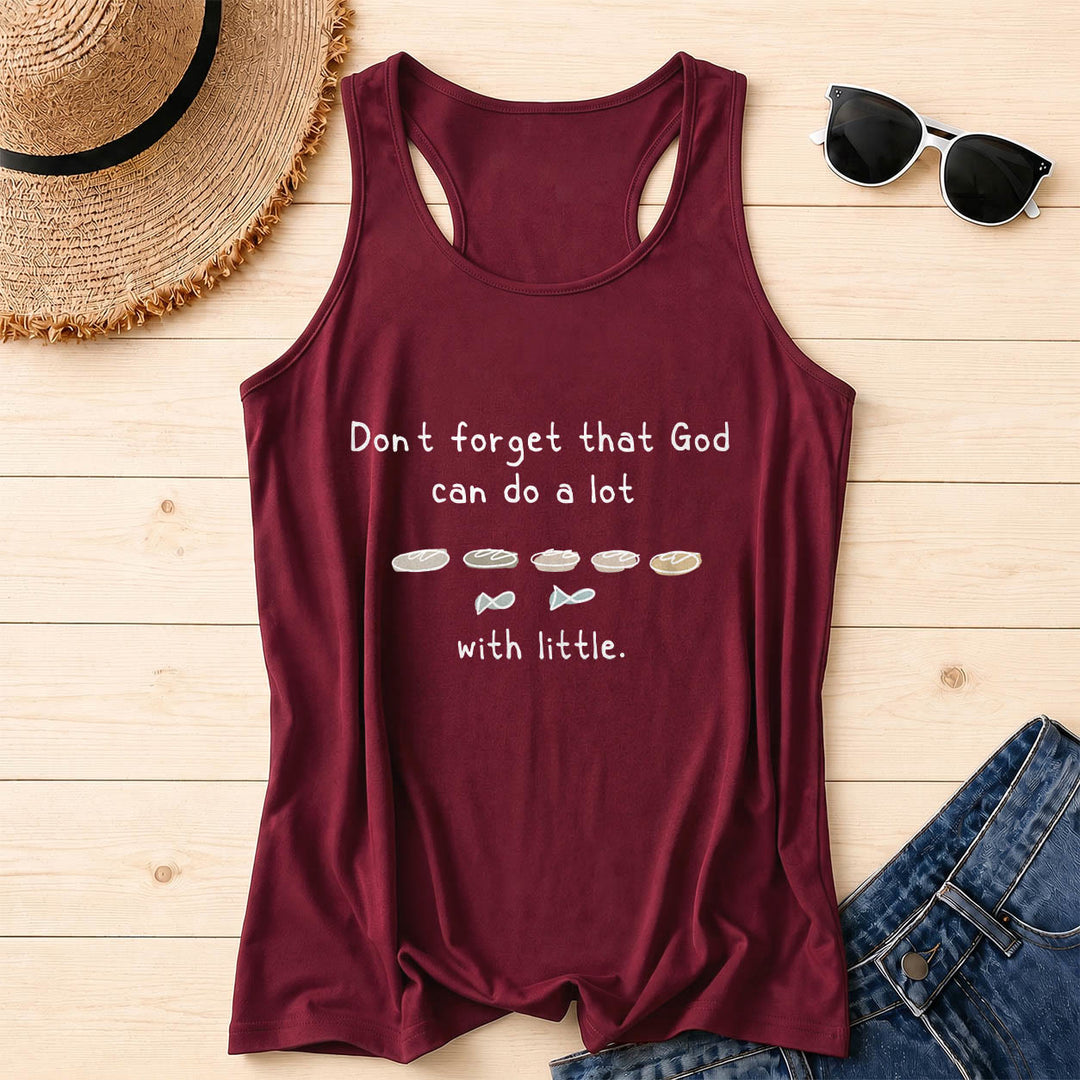 Christianartworkshop Don't Forget That God Can Do A Lot With Little Five Loaves Two Fish Line Sketch Graphic Racerback Tank Top - Wine - 2XL - image 6