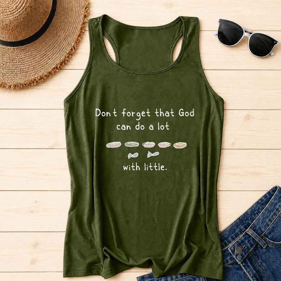 Christianartworkshop Don't Forget That God Can Do A Lot With Little Five Loaves Two Fish Line Sketch Graphic Racerback Tank Top - Army Green - 2XL - image 2