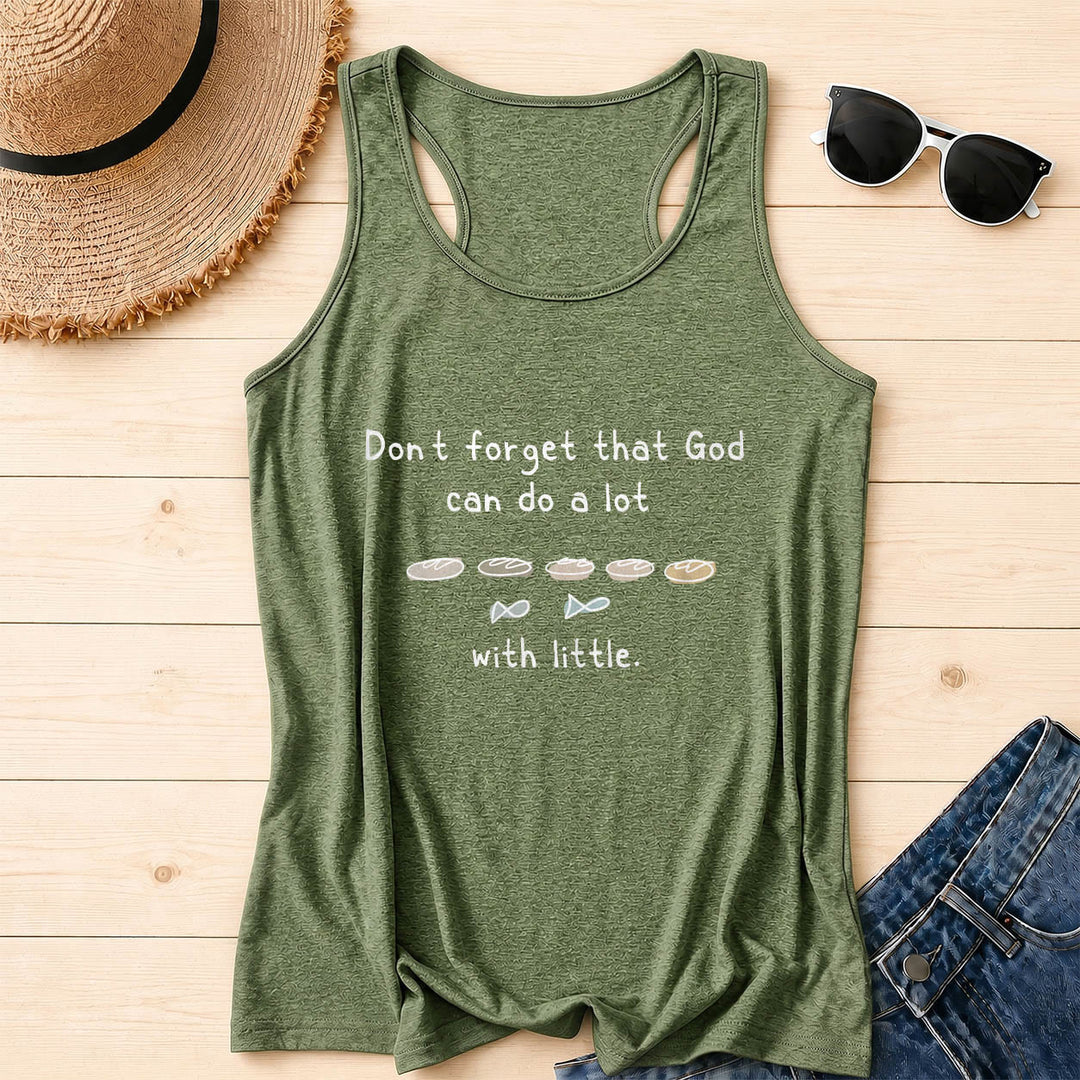 Christianartworkshop Don't Forget That God Can Do A Lot With Little Five Loaves Two Fish Line Sketch Graphic Racerback Tank Top - Olive Green - 2XL - image 0