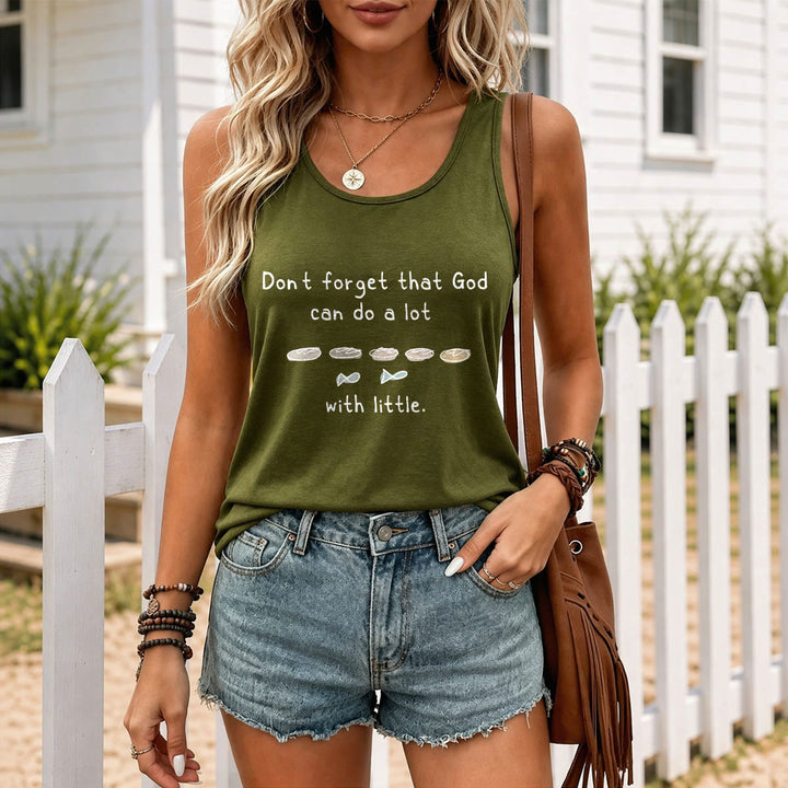 Christianartworkshop Don't Forget That God Can Do A Lot With Little Five Loaves Two Fish Line Sketch Graphic Racerback Tank Top - image 3